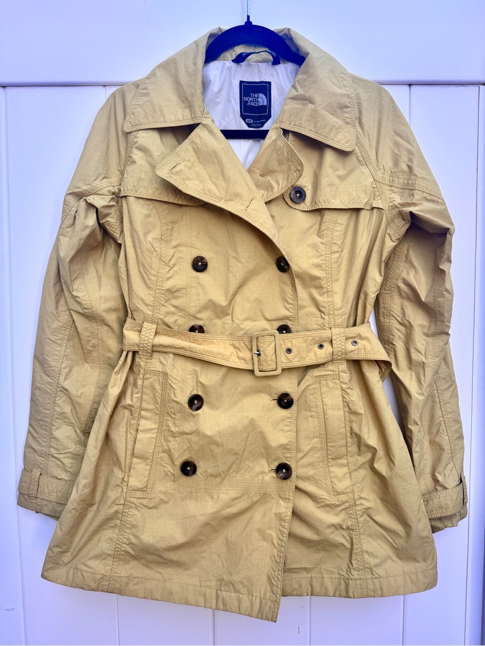 North Face Double Breasted Yellow Rain Trench Coat